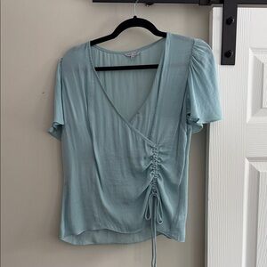 Naked Zebra Soft Blue Ruched Blouse